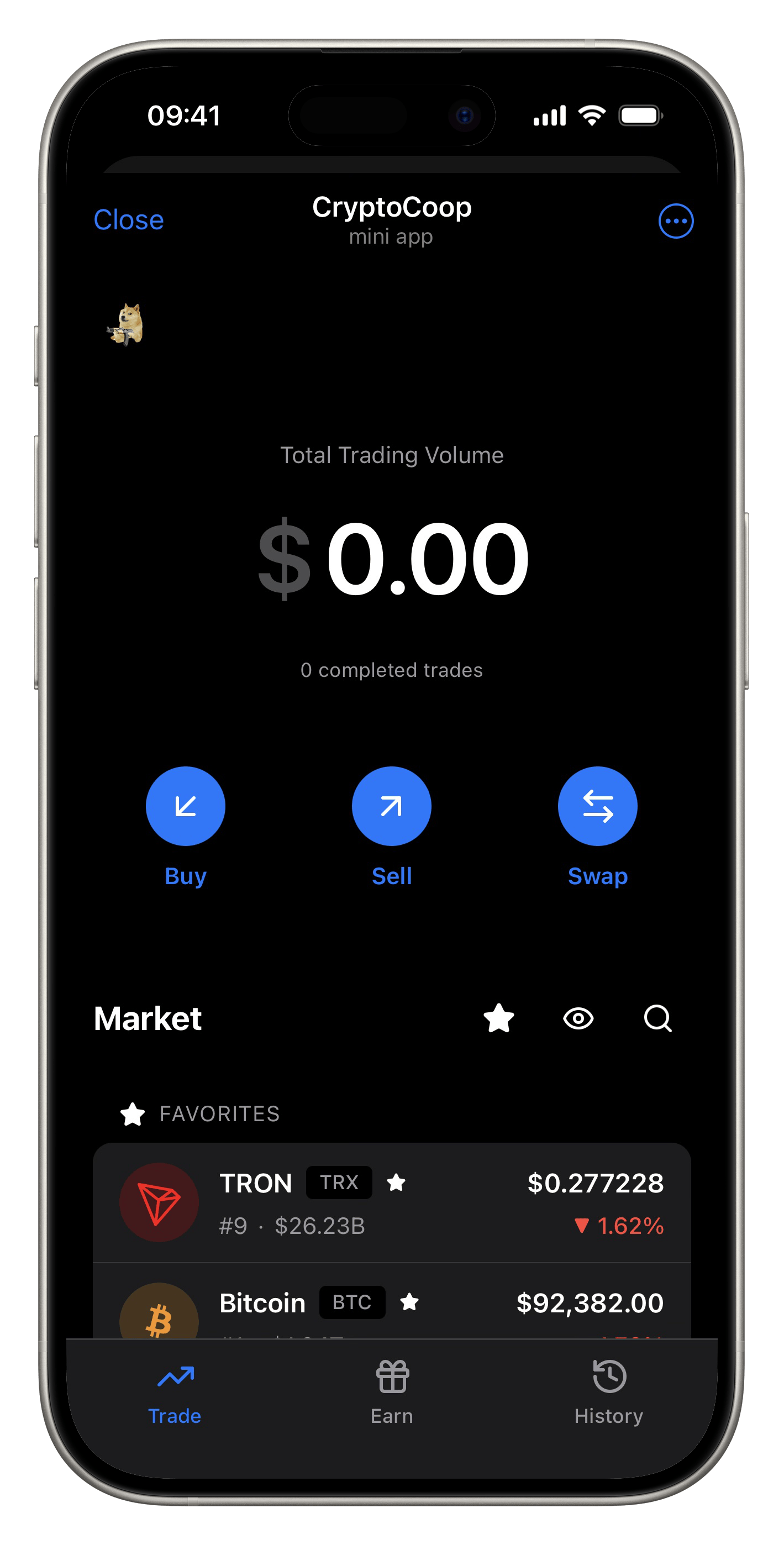 Cryptocoop main interface